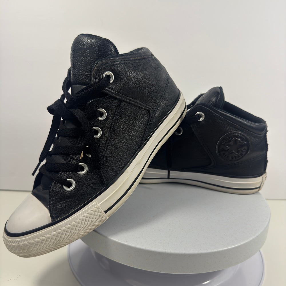 Converse Chuck Taylor All Star Madison Mid Black Leather Sneakers Womens size 7